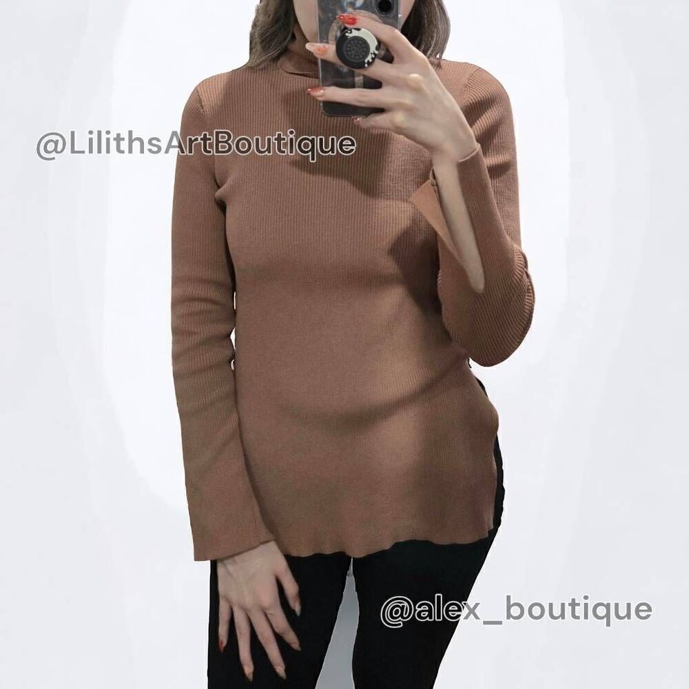 H&M Ribbed Mock Turtleneck Sweater(J003)-Size S for Women